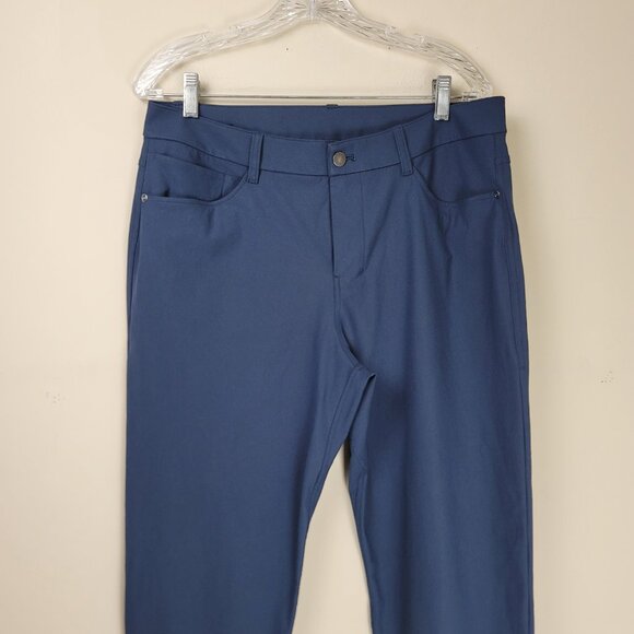 Lululemon ABC Classic Fit 5 Pant Men's Sz 32 Navy 5 Pocket Warpstreme - Picture 4 of 10